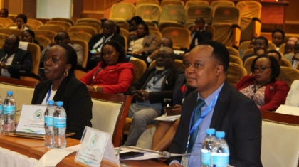 The APS-HRMnet Deputy Chairperson Ms. Gisela Mugumira and TPS-HRMnet General Secretary Mr. Samson Medda following closely the TPS-HRMnet inauguration event held on 6th May, 2024 at Arusha International Conference Centre in Arusha.